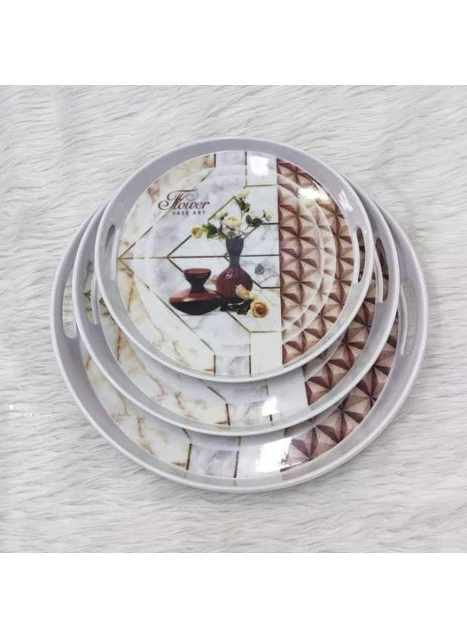 طقم صواني ميلامين الجوهره 3 قطعة بيضاوي صينية مقاس: 46×33 سم صينية مقاس: 36.5×26 سم صينية مقاس: 27×18.5 سم برجل ثقيل الوزن لون متعدد الالوان 25625651 - Image 1